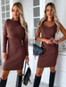 Camilladress Ribbed Knit Long Sleeves Crop Pullover and Bodycon Cami Dress Set