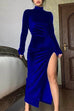 Camilladress Mockneck High Slit Velvet Bodycon Maxi Dress