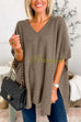 Chicest V Neck Loose Fit Solid Poncho Sweater