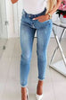 Camilladress Bow Knot Pearl Beaded Pencil Denim Pants