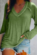 Camilladress V Neck Long Sleeves Solid T Shirt