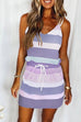 Camilladress Tie Shoulder Striped Color Block Cami Dress with Pockets