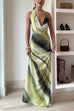 Halter Cowl Neck Open Back Tie Dye Maxi Dress