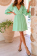 Camilladress Wrap V Neck Puff Sleeve Waisted Mini Dress