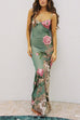 Camilladress Spaghetti Strap V Neck Floral Print Bodycon Maxi Dress