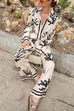 Camilladress Coral Reef Print Long Sleeves Blouse Shirt Wide Leg Pants Satin Set