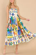 Camilladress Spaghetti Strap Empire Waist Soleil Print Swing Maxi Sundress