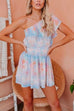 Camilladress One Shoulder Ruffle Sleeve Smocked Waist Tie Dye Dress