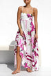 Camilladress Spaghetti Strap High Waist Floral Print Swing Maxi Vacation Dress