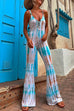 Camilladress Lace-up V Neck Flare Bottoms Tie Dye Skinny Cami Jumpsuit