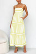 Camilladress Spaghetti Strap Tiered Color Block Striped Maxi Dress