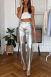 Camilladress High Rise Metallic Faux Leather Cropped Pants