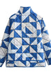 Camilladress Button Up Color Block Print Padded Quilted Coat