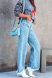 Camilladress Raw Hem Wide Leg Casual Denim Pants