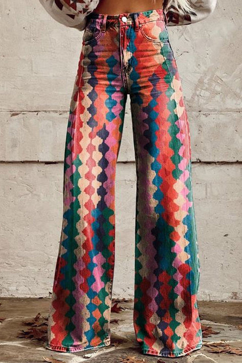 Camilladress High Rise Color Block Printed Wide Leg Pants