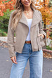 Camillladress Zip Up Pocketed Faux Suede Moto Jacket(in 7 Colors)