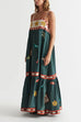 Camilladress Spaghetti Strap Backless Printed Swing Maxi Sun Dress