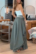 Camilladress Side Drawstring Ruched Cotton Linen Baggy Maxi Skirt