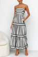 Camilladress Spaghetti Strap Tiered Color Block Striped Maxi Dress