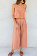 Camilladress Square Collar Crop Tank Top Wide Leg Pants Cotton Linen Set