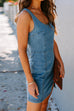 Camilladress U Neck Slit Denim Bodycon Tank Dress