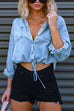 Camilladress Long Sleeves Drawstring Hem Cropped Denim Shirt