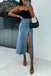 Camilladress Button Down Slit Midi Denim Skirt