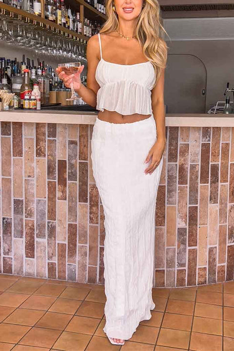 Camilladress Ruffle Crop Cami Top Elastic Waist Maxi Skirt Set