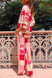 Retro Print 3/4 Sleeves Blouse Shirt Straight Leg Pants Holiday Set