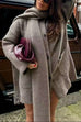 Camilladress Button Down Pocketed Winter Knit Coat with Scarf