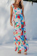 Camilladress Bow Shoulder Ruffle Tiered Printed Flowy Maxi Cami Dress