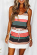 Camilladress Tie Shoulder Striped Color Block Cami Dress with Pockets