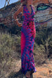 Camilladress V Neck Criss Cross Backless Tie Dye Maxi A-line Dress