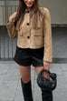 Camilladress Lapel Button Up Pocketed Faux Suede Crop Jacket