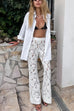 Camilladress Elastic Waist Bell Bottoms Lace Hollow Out Pants