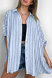 Camilladress Oversized Button Down Batwing Sleeves Striped Shirt