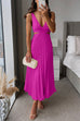 V Neck Cut Out Waist Sleeveless Pleated Maxi Dress(7 Colors Available!)