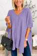 Chicest V Neck Loose Fit Solid Poncho Sweater