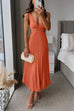 V Neck Cut Out Waist Sleeveless Pleated Maxi Dress(7 Colors Available!)