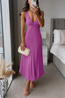 V Neck Cut Out Waist Sleeveless Pleated Maxi Dress(7 Colors Available!)