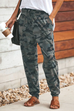 Camilladress Casual Pockets Drawstring Camo Joggers