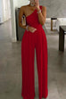 Camilladress Solid One Shoulder Sleeveless Wide Leg Jumpsuit