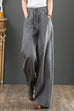 Camilladress Tie Waist Cotton Linen Wide Leg Pants with Pockets