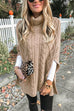 Camilladress Elegant Turtleneck Slit Sleeve Cable Knit Cloak Sweater