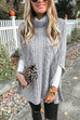 Camilladress Elegant Turtleneck Slit Sleeve Cable Knit Cloak Sweater