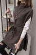 Camilladress Mockneck Sleeveless Tie Waist Knitting Top