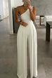 Camilladress Solid One Shoulder Sleeveless Wide Leg Jumpsuit