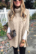 Camilladress Elegant Turtleneck Slit Sleeve Cable Knit Cloak Sweater